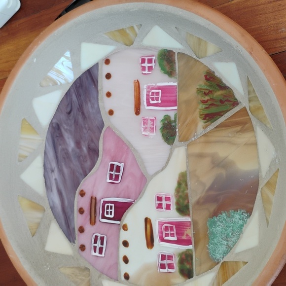 🌻 MOSAIC VINTAGE CHARMING OOAK  w/Handles  CHEERFUL YELLOW & PINK - Picture 6 of 14